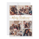 Elegant Gold White 5 Photo Collage Christmas 