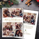 Elegant Gold White 5 Photo Collage Christmas  Holiday Card<br><div class="desc">Modern Simple Elegant Calligraphy Gold and White 5 Photo Collage Merry Christmas Script Holiday Card. This festive, minimalist, whimsical five (5) photo holiday greeting card template features a pretty grid photo collage and says „Merry Christmas”! The „Merry Christmas” greeting text is written in a beautiful hand lettered swirly swash-tail font...</div>