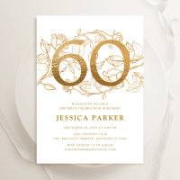 Elegant Gold White 60th Birthday