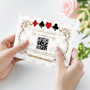 Elegant Gold White Art Deco QR Code Wedding Enclosure Card