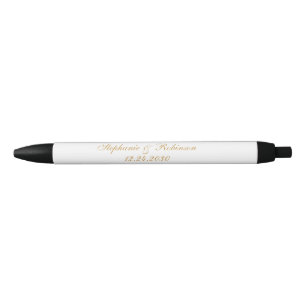 Elegant Gold White Black Wedding Ink Pen