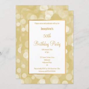 ELEGANT GOLD WHITE BUBBLE CUSTOM BIRTHDAY INVITATION