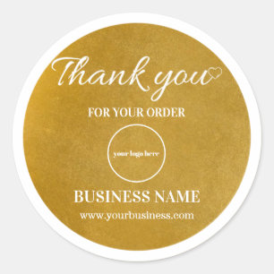  Elegant Gold White Business Thank You  Classic Round Sticker