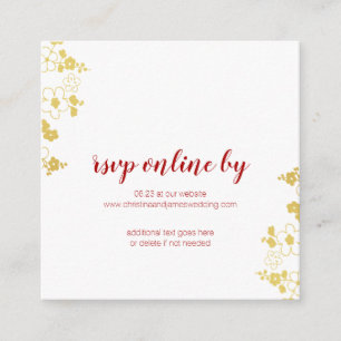Elegant Gold & White Cherry Blossom Wedding RSVP Enclosure Card