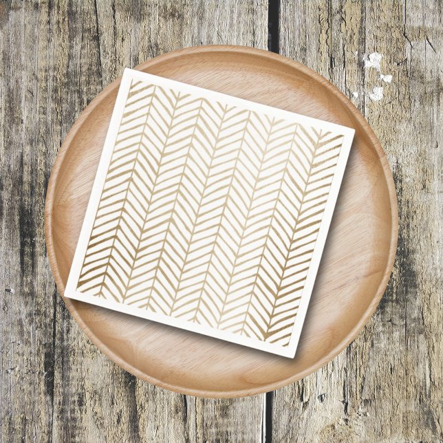 Elegant Gold & White Chevron Bridal Wedding Napkin (Creator Uploaded)