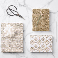 Elegant Gold White Chic Damask