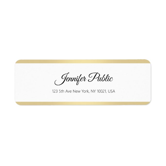 Elegant Gold White Chic Hand Script Text Simple (Front)