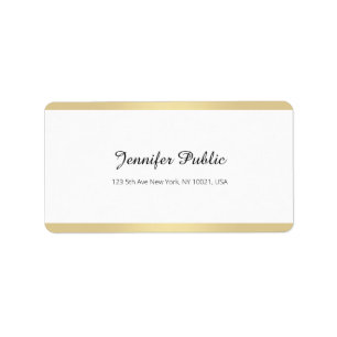 Elegant Gold White Chic Handwritten Script Simple Label