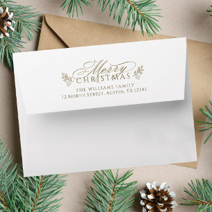 Elegant Gold & White Christmas Return Address  Envelope