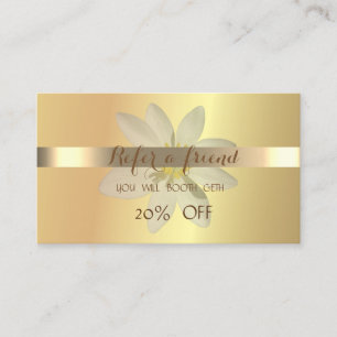 Elegant Gold, White Daisy Referral Card
