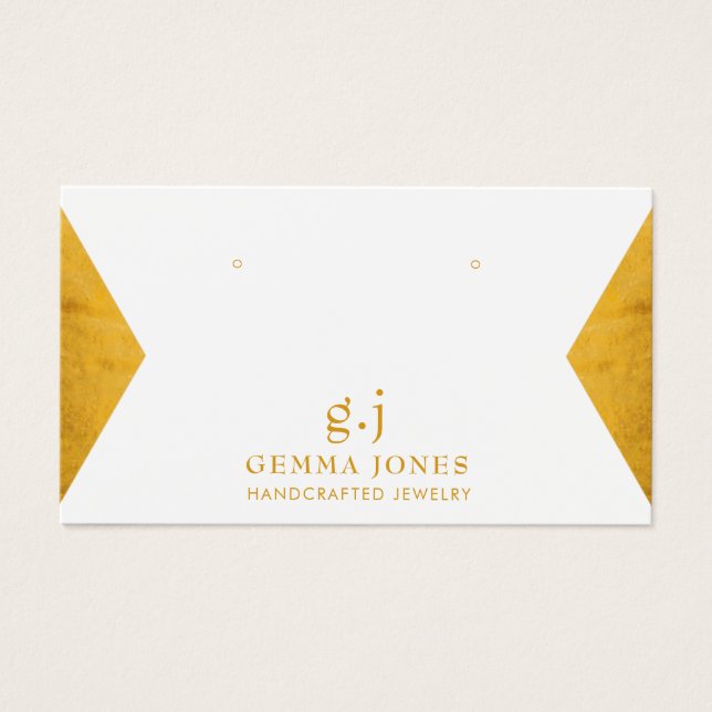 Elegant Gold White Faux Foil Jewellery Display Car (Front)