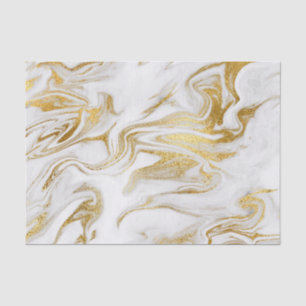 Elegant Gold White Faux Marble Christmas Tissue Paper
