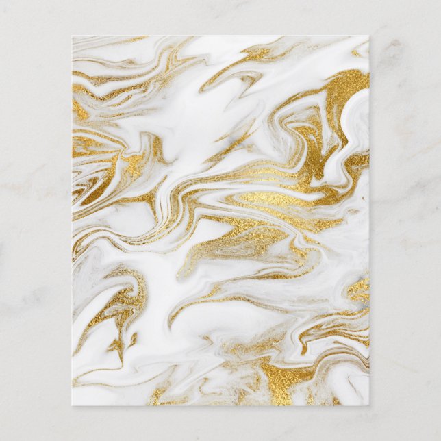 Elegant Gold White Faux Marble Scrapbook Paper (Front)
