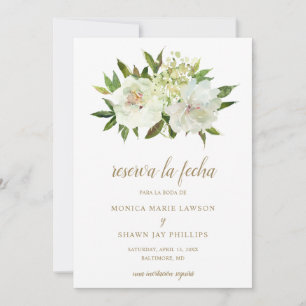 Elegant Gold White Floral Modern Spanish Wedding Save The Date