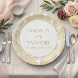 Elegant Gold White Geometric Art Deco Wedding Paper Plate<br><div class="desc">These are Elegant Gold White Geometric Art Deco Wedding Paper Plates!</div>