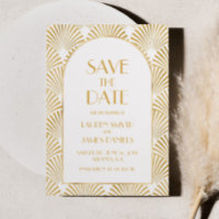 Elegant Gold White Geometric Art Deco Wedding