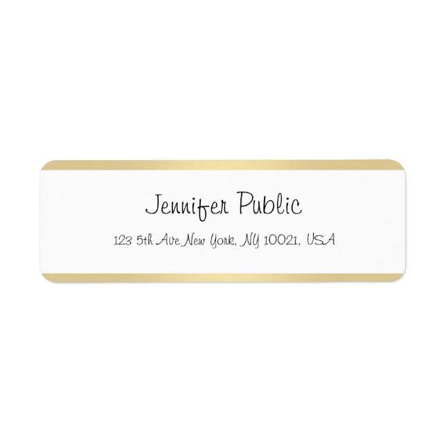 Elegant Gold White Hand Script Name Simple Modern (Front)