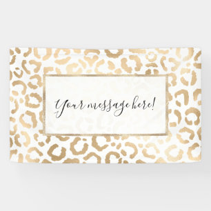 Elegant Gold White Leopard Cheetah Animal Print Banner