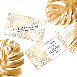 Elegant Gold White Leopard Cheetah Animal Print Business Card