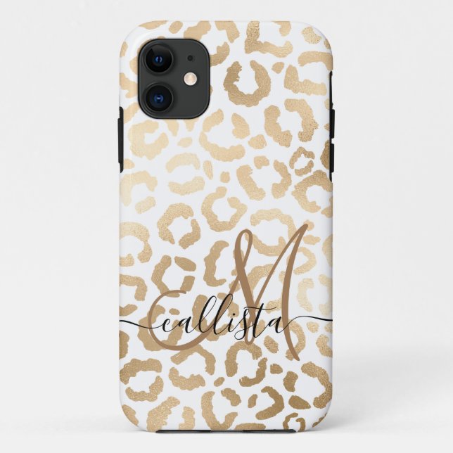 Elegant Gold White Leopard Cheetah Animal Print Case-Mate iPhone Case (Back)