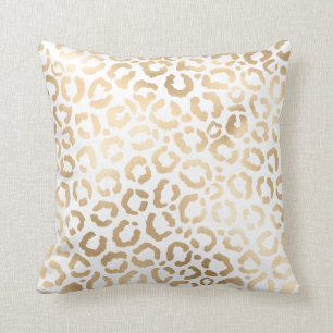 Elegant Gold White Leopard Cheetah Animal Print Cushion