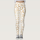 Elegant Gold White Leopard Cheetah Animal Print Leggings<br><div class="desc">This elegant and chic animal print is perfect for the stylish and trendy fashionista. It features a hand-drawn faux printed gold foil cheetah leopard pattern on top of a simple white background. Which can be changed by clicking on the customise options. It's a luxurious and classy safari themed design. ***IMPORTANT...</div>