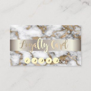 Elegant ,Gold White Marble Stone  Loyalty Card