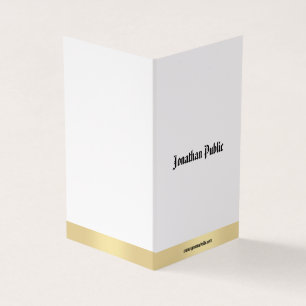 Elegant Gold White Minimalist Calligraphy Script Business Card