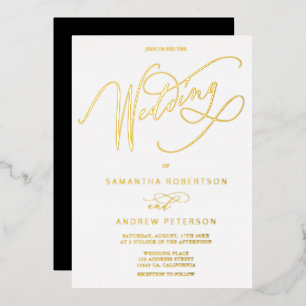 Elegant gold white minimalist calligraphy wedding