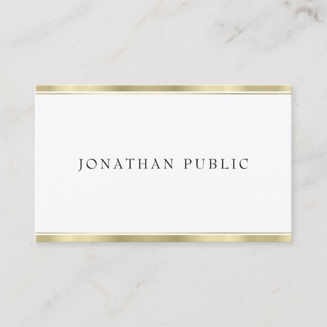 Elegant Gold White Minimalist Template Modern Business Card (Front)