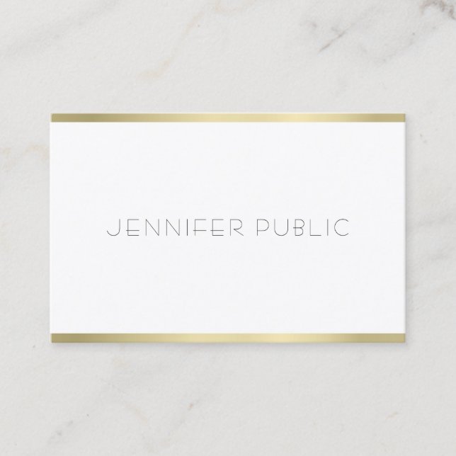 Elegant Gold White Minimalist Template Modern Business Card (Front)