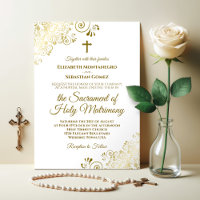 Elegant Gold & White Modern Catholic Wedding