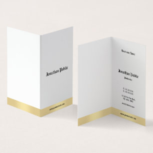 Elegant Gold White Old English Calligraphy Script Business Card