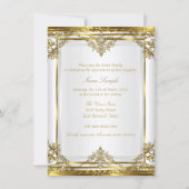 Elegant Gold White Pearl Princess Quinceanera Invitation (Back)