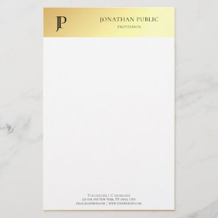 Elegant Gold White Personalised Modern Template Stationery