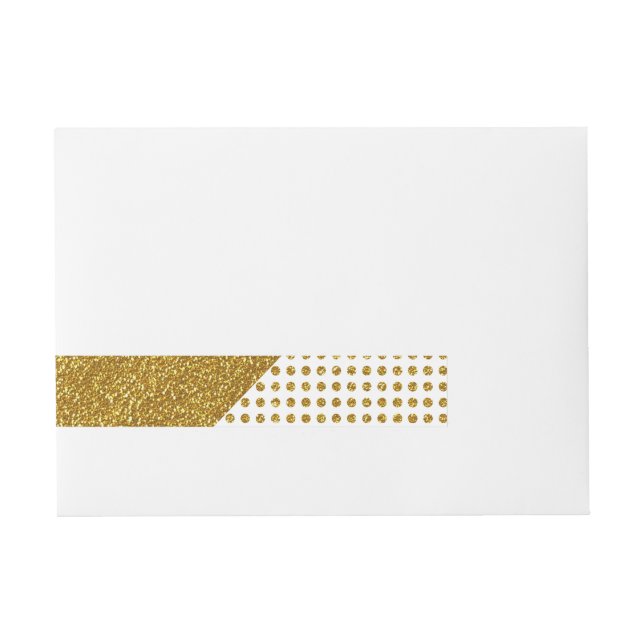 Elegant Gold White Polka Dots Glitter Photo Print Wraparound Address Label (Front)