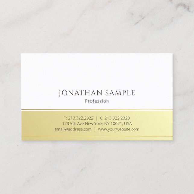 Elegant Gold White Professional Modern Template Business Card (Front)