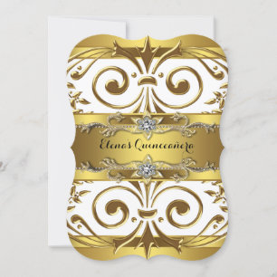 Elegant Gold White Quinceanera Invitation