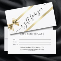 ELEGANT, GOLD, WHITE, RIBBON BUSINESS CERTIFICATE 