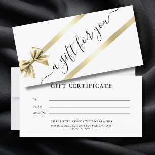 ELEGANT, GOLD, WHITE, RIBBON BUSINESS CERTIFICATE 