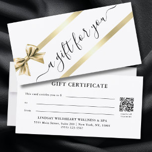 ELEGANT GOLD WHITE RIBBON GIFT CERTIFICATE