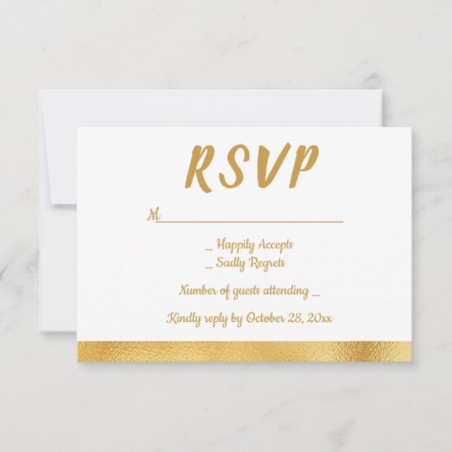Elegant Gold & White RSVP Glam Wedding Party (Front)
