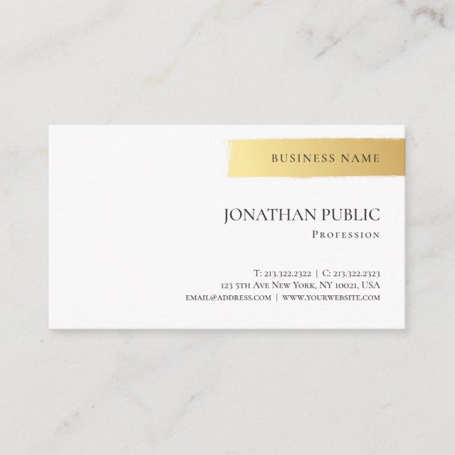 Elegant Gold White Simple Design Professional Cool Business Card (Front)
