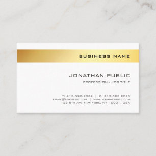 Elegant Gold White Simple Template Company Modern Business Card
