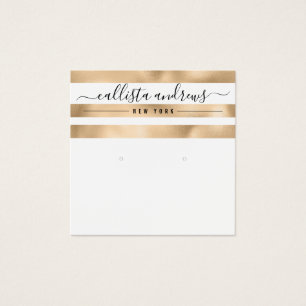 Elegant Gold White Stripes Earring Display Card