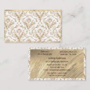 Elegant Gold White Toile Business Card
