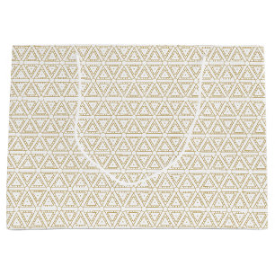 Elegant gold white triangular geometric pattern large gift bag