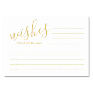 Elegant Gold&White Wedding Advice&Wishes Cards