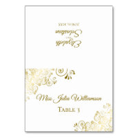 Elegant Gold & White Wedding DIY Fold Place Card
