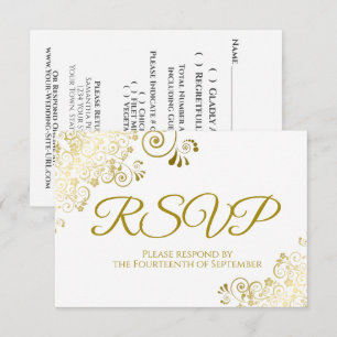Elegant Gold & White Wedding RSVP Downloadable Invitation